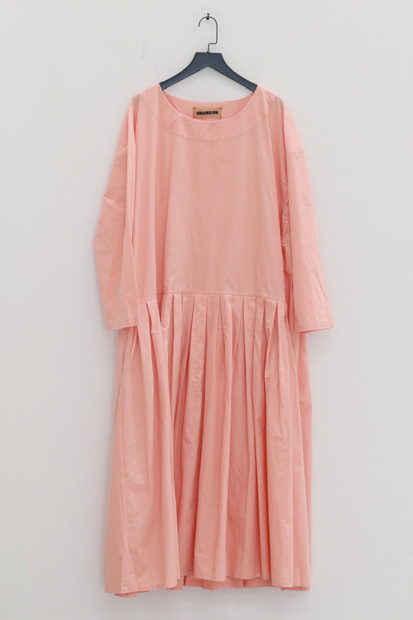 UNISECON 25 Autumn/Winter Round Neck Asymmetrical Pleated Dress USC-U12W27-pink
